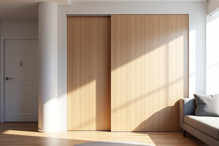 Before and after of a Midtown condo door renovation revealing sleek, smart sliding doors.